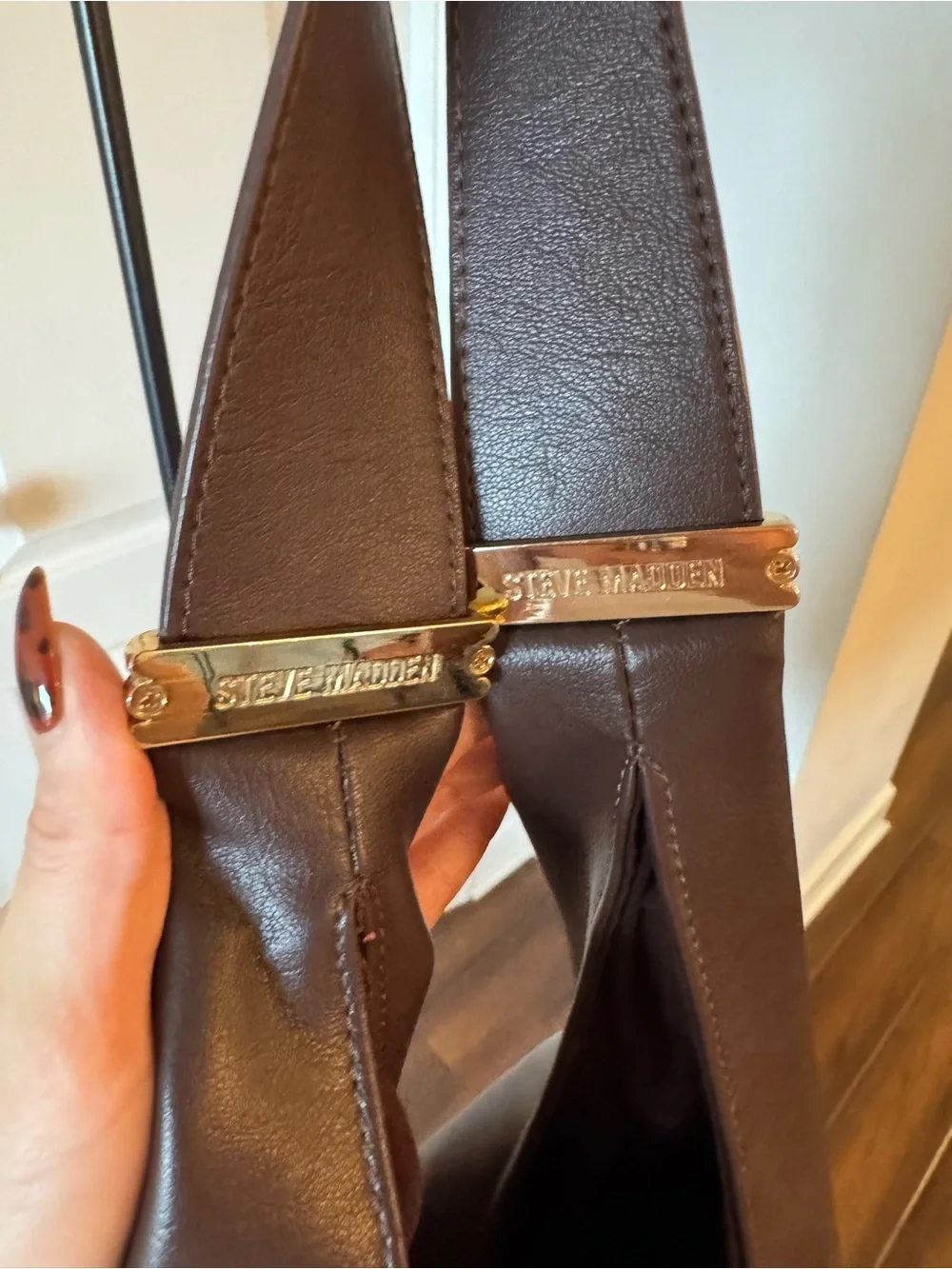 Steve Madden Brown Faux-Leather Satchel